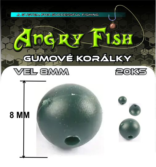 GUMOVÉ KORÁLKY ZELENÉ 8MM 20 KS